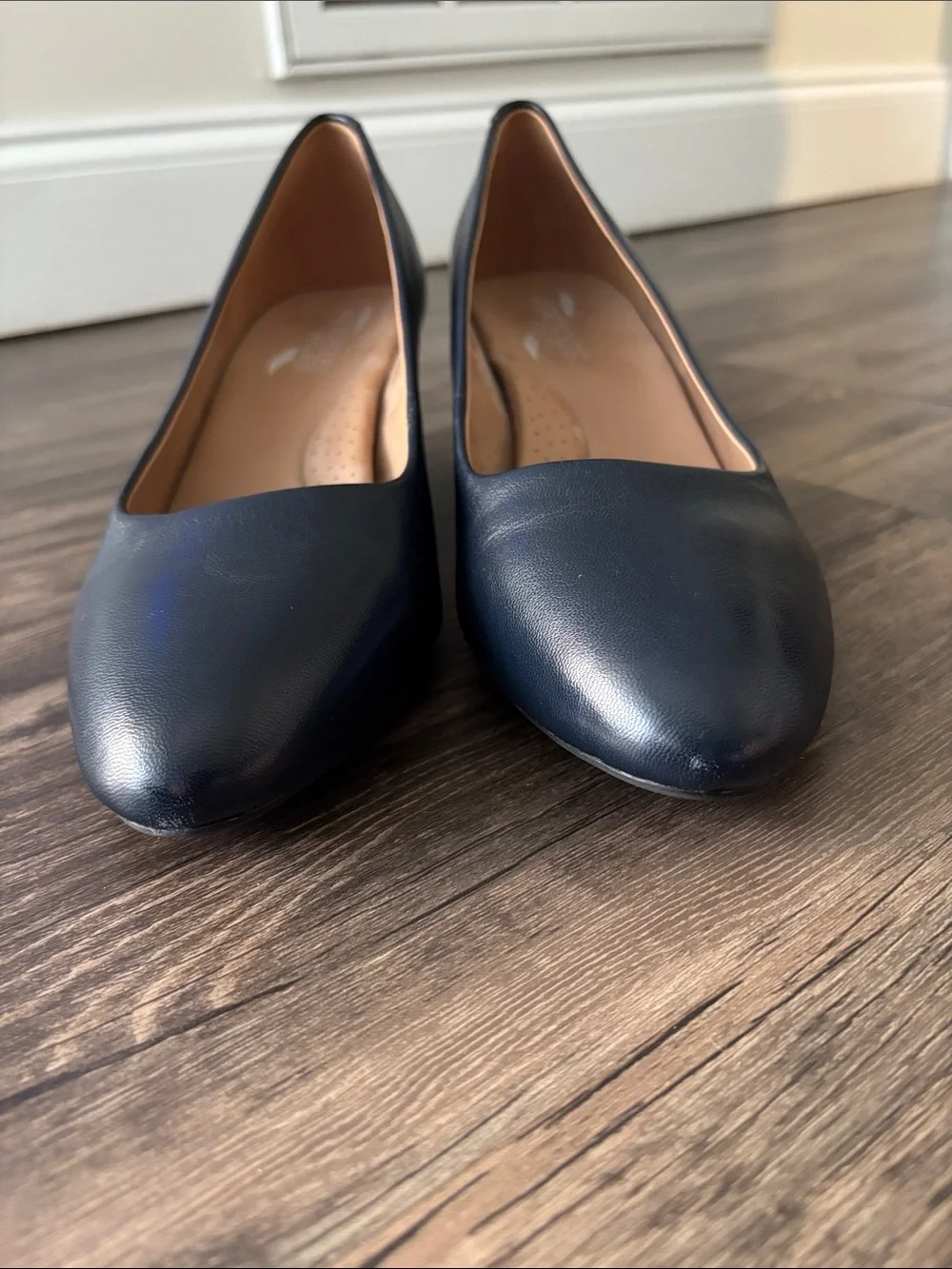 Aerosoles Inner Circle Pumps Women's 9.5 Navy Blue Leather Block Heel